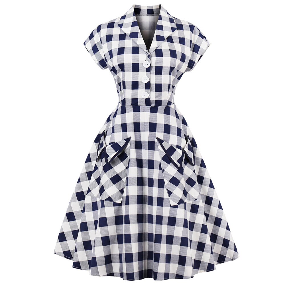 Robe Guinguette Vichy Classique Bleu M