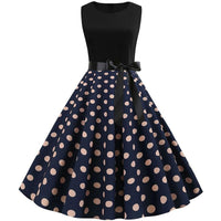 Robe Rockabilly À Pois Bleu Vintage-Dressing