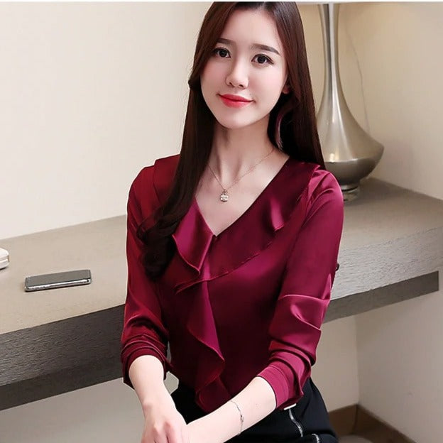 Chemisier col jabot femme clearance