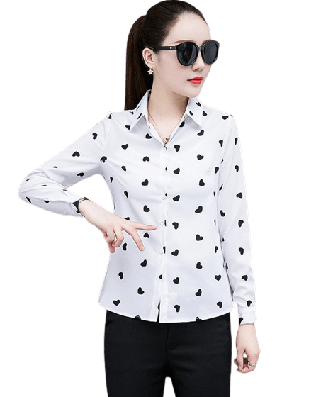 Chemisier Style Pin Up Coeur Blanc S