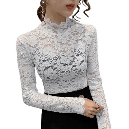 Crop Top Dentelle Manche Longue