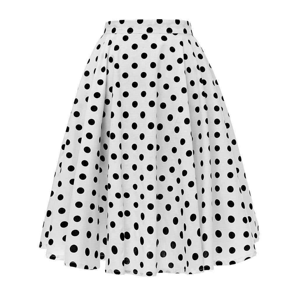 Jupe Vintage à Pois Pour Enfant Fille - Imprimé Avant Et Arrière Évasée