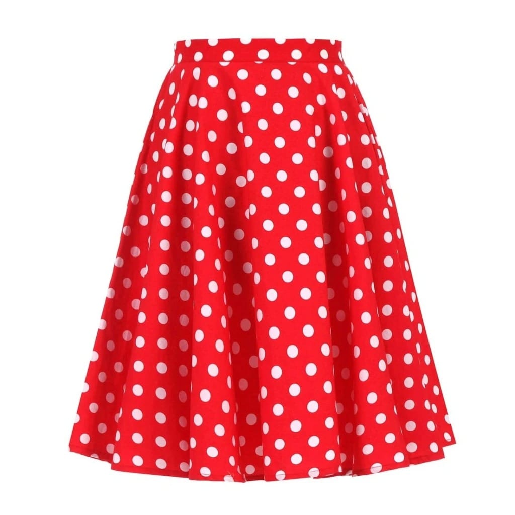 Jupe Vintage Rouge Pois Blancs S