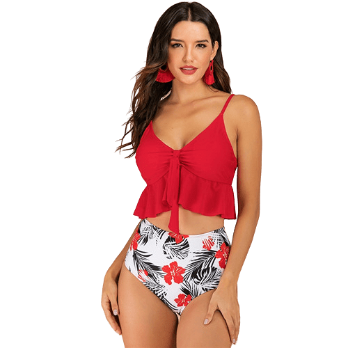 Maillot De Bain Deux Pièces Femme Rétro - Taille Haute, Contrôle Du Ventre, Dos Nu, Haut Halter | Tailles FR 38 à 48