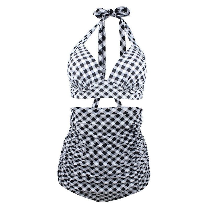 Années 80 Maillot De Bain Deux Pièces Vichy