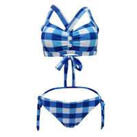 Maillot De Bain Rétro Carreaux Bleus
