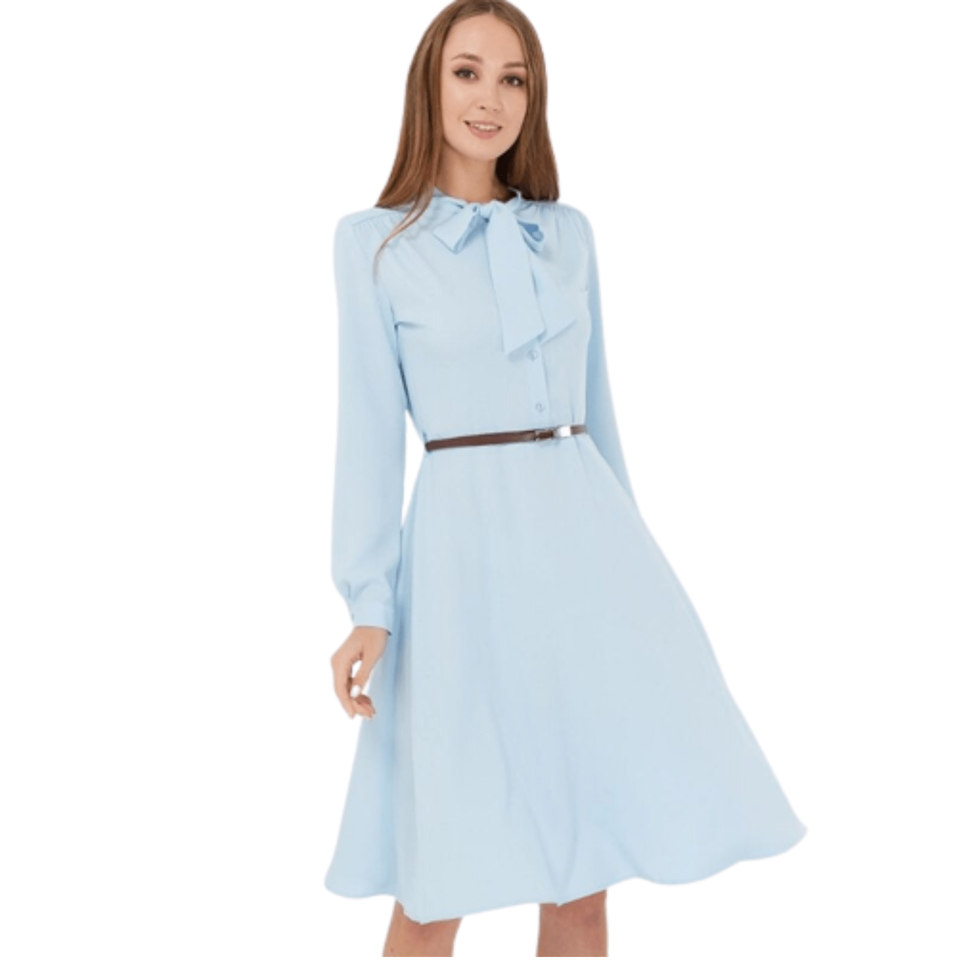 Robe a Col Jabot Bleu Ciel S
