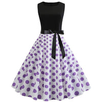 Robe Guinguette Blanche à Pois Violets | Vintage-Dressing