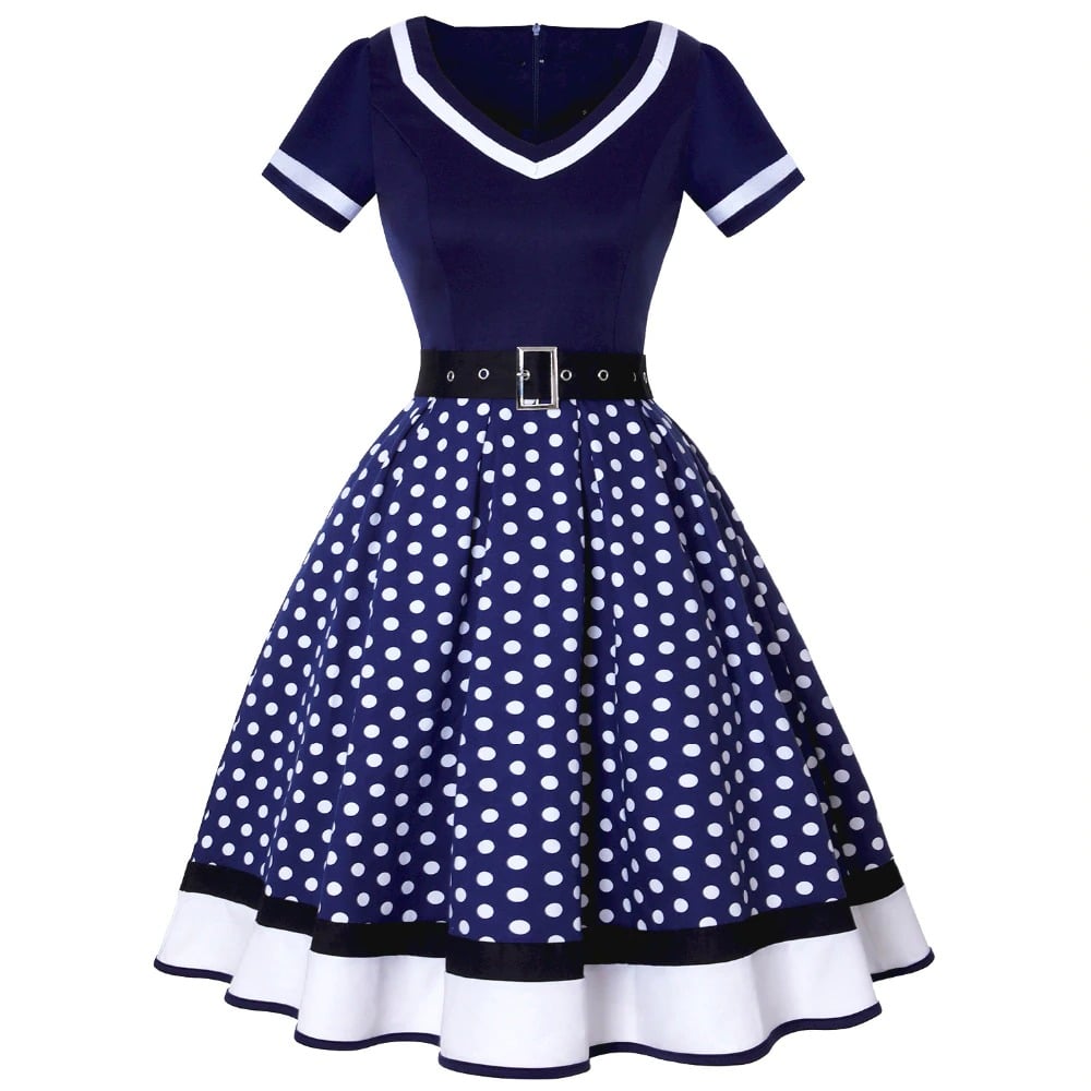 Robe rockabilly bleu marine sale