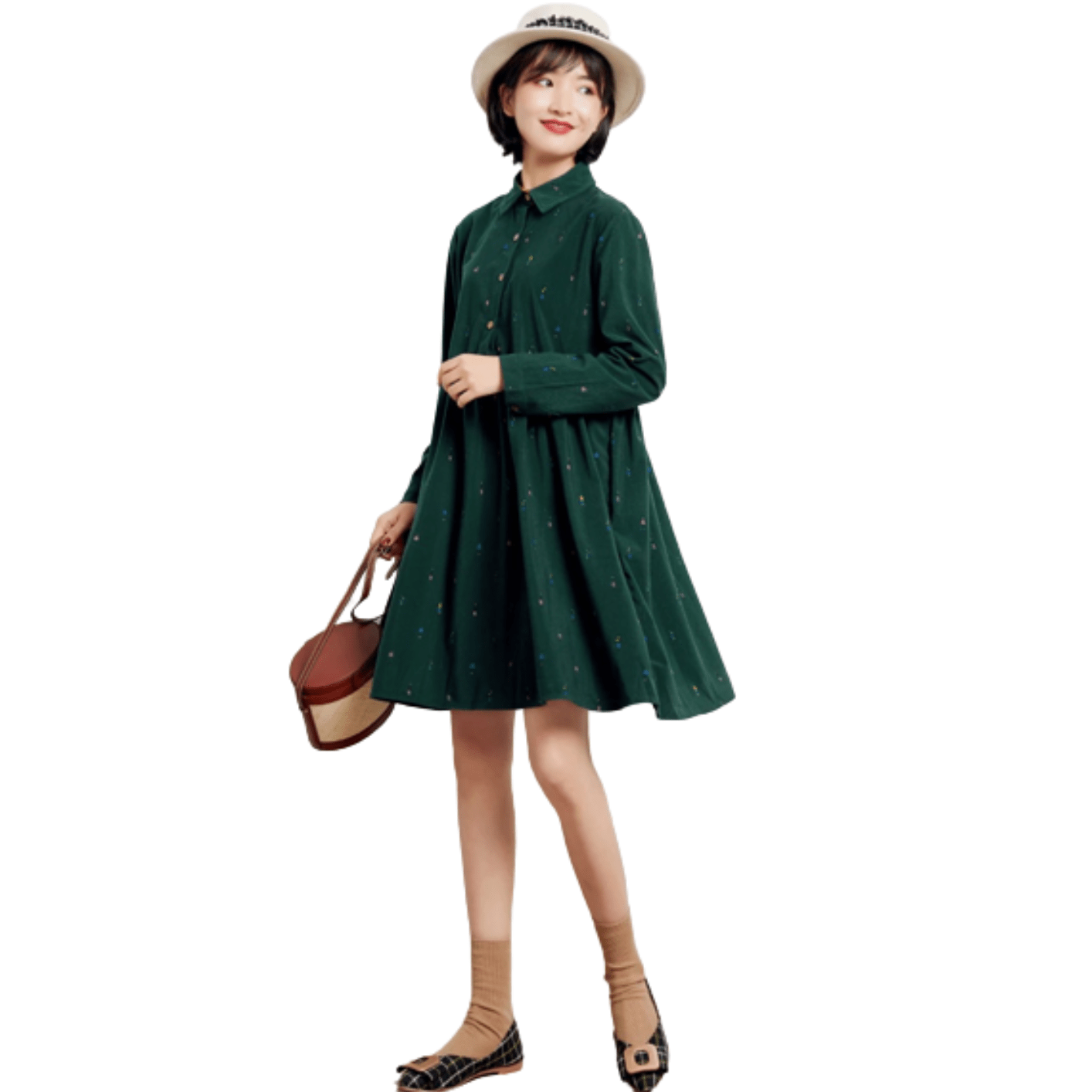 Robe Vintage Chic Style Anglais Vert M
