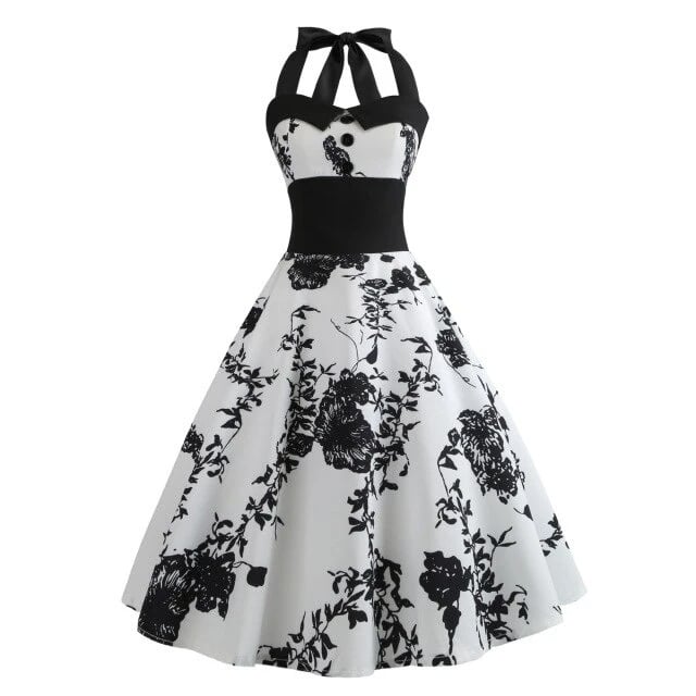 Robe Noire à Fleurs Monsoon - Style Tea Dress Vintage - Taille UK 14 - Neuf Sans Étiquettes