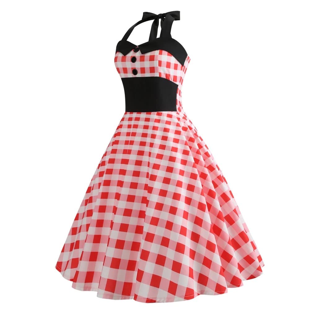 Robe Vintage Pin Up Vichy Rouge