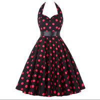 Robe Guinguette <br> Noire à Pois Roses