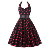 Robe Guinguette <br> Noire à Pois Roses