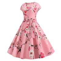 Robe Vintage <br> Pin-Up Rose À Fleurs