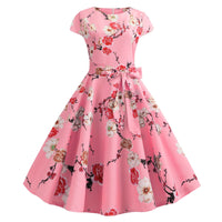 Robe Vintage <br> Pin-Up Rose À Fleurs