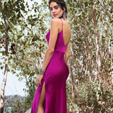 Robe Pin-Up Longue Satin Rétro Chic