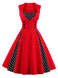 Robe Rétro Rockabilly | Vintage-Dressing à Pois Rouge Robe Vintage