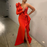 Robe Pin-Up Rouge À Jabots | vintage rétro