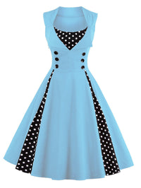 Robe Rétro Rockabilly | Vintage-Dressing à Pois Bleu Ciel Robe Vintage