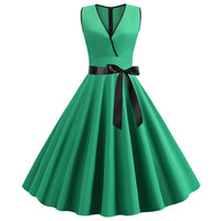 Robe Guinguette Unie Verte