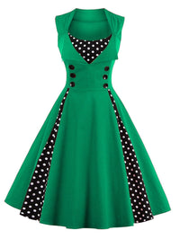 Robe Rétro Rockabilly | Vintage-Dressing à Pois Vert Robe Vintage