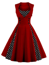 Robe Rétro Rockabilly | Vintage-Dressing à Pois Bordeaux Robe Vintage