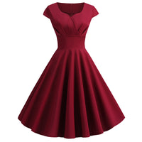Robe Guinguette Chic Unie Bordeaux| vintage-dressing