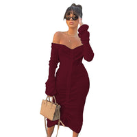 Robe Pin-Up Mi-Longue Épaules Dénudées