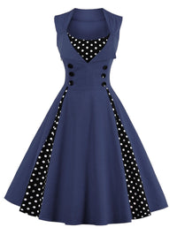 Robe Rétro Rockabilly | Vintage-Dressing à Pois Bleu Robe Vintage