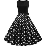 Robe Rockabilly À Pois Noir Vintage-Dressing