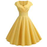 Robe Guinguette Chic Unie Jaune | vintage-dressing