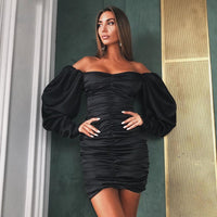 Robe Pin-Up Courte Manches Bouffantes Rétro Chic