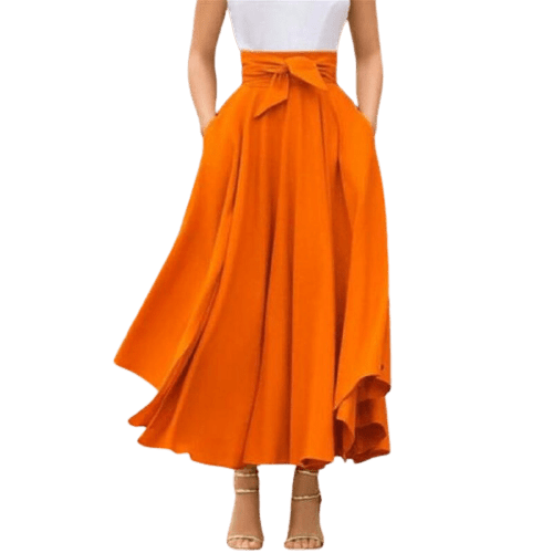 Jupe Longue Année 70 Orange Vintage-Dressing Jupe Vintage Jupe Rétro