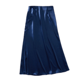 Jupe Vintage Mi-Longue Bleu Satin Rétro Chic Vintage-Dressing