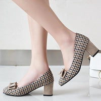 Chaussure Vintage à Carreaux Beige Pin-Up Vintage-Dressing