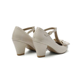Chaussure Vintage Femme à Noeud Beige