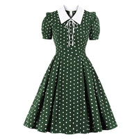 Robe Vintage Verte Pois Blancs Années 50