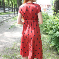 Robe Vintage Trapèze à Pois Rouge rétro chic vintage