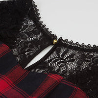Robe Vintage Gothique Rouge Bleu Tartan Rétro Chic