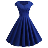 Robe Guinguette Chic Unie Bleue | vintage-dressing