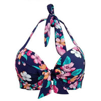 Maillot De Bain Vintage Taille Haute Bleu à Fleurs Push Up