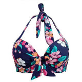 Maillot De Bain Vintage Taille Haute Bleu à Fleurs Push Up