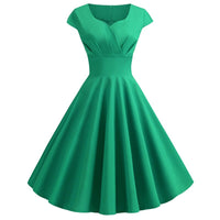 Robe Guinguette Chic Unie Verte | vintage-dressing