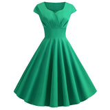 Robe Guinguette Chic Unie Verte | vintage-dressing