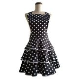 Robe Tablier Vintage À Volants Noir à Pois Blancs