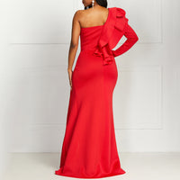 Robe Pin-Up Rouge À Jabots
