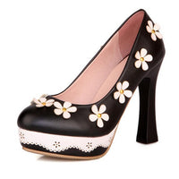 Chaussure Pin-Up Fleurie Noire Vintage-Dressing