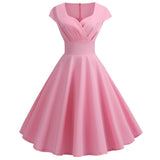 Robe Guinguette Chic Unie Rose | vintage-dressing