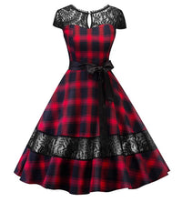 Robe Vintage Gothique Rouge Bleu Tartan